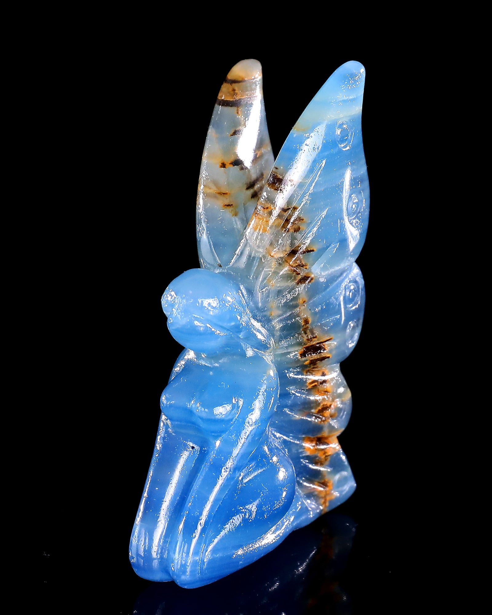Nicedony 3" Blue Onyx Hand Carved Crystal Flower Faerie Sculpture - View 55