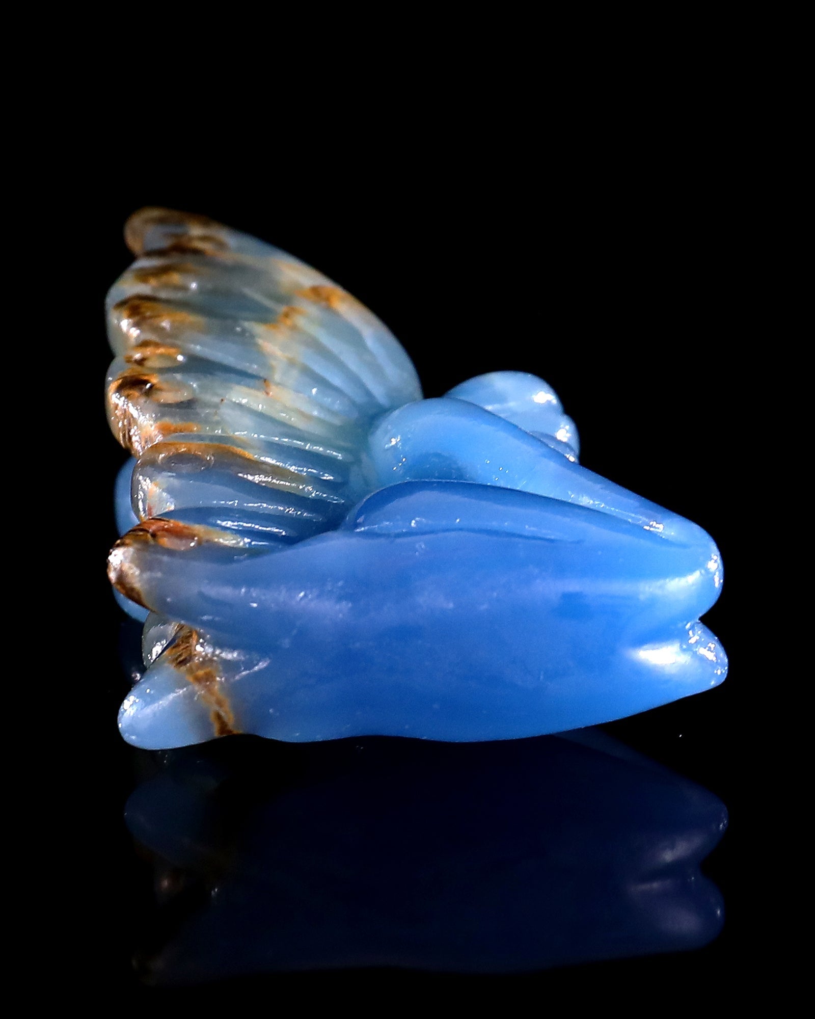Nicedony 3" Blue Onyx Hand Carved Crystal Flower Faerie Sculpture - View 56