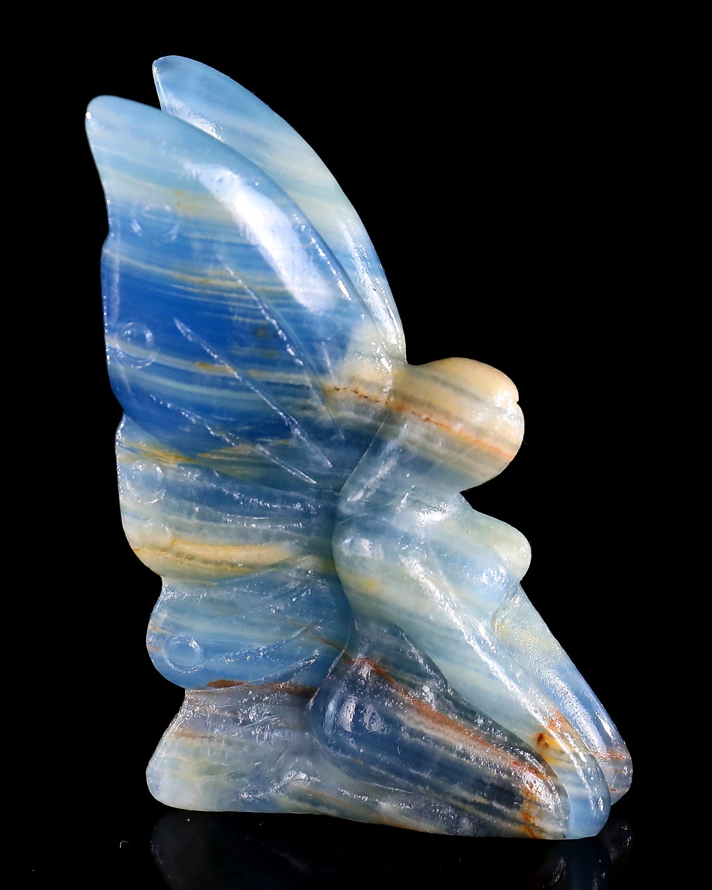 Nicedony 3" Blue Onyx Hand Carved Crystal Flower Faerie Sculpture - View 37