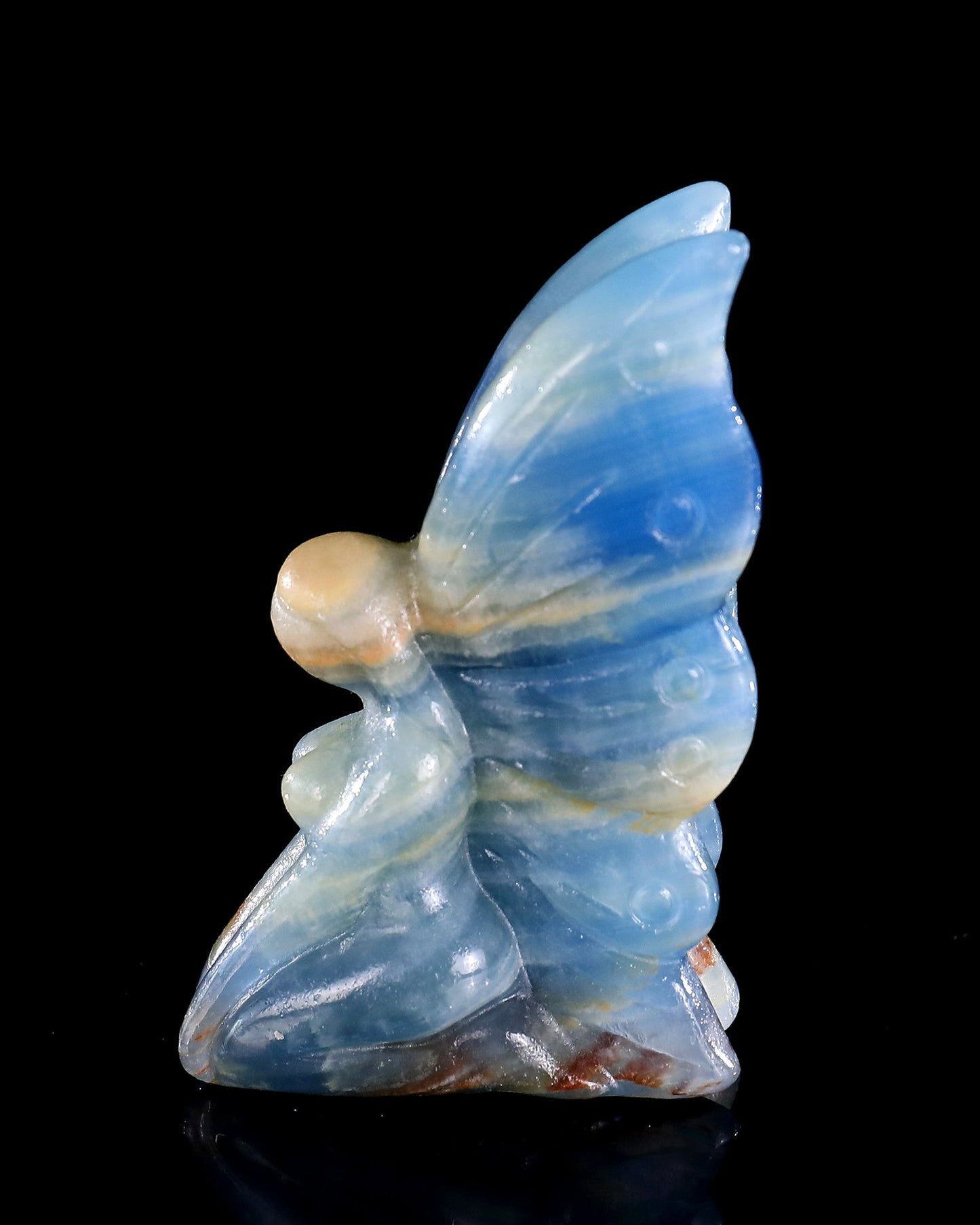 Nicedony 3" Blue Onyx Hand Carved Crystal Flower Faerie Sculpture - View 42