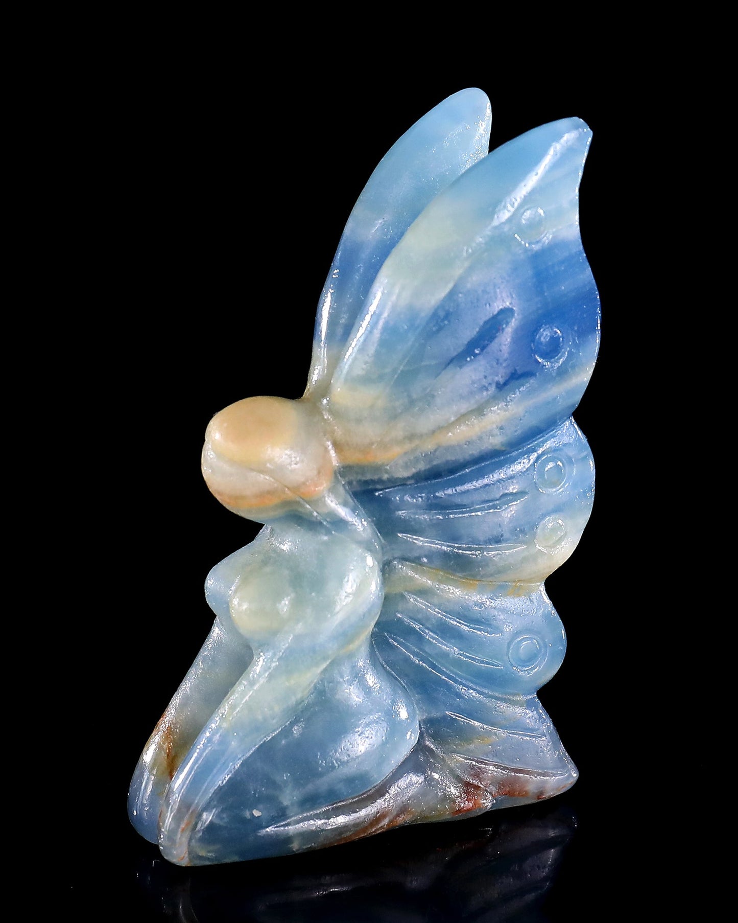 Nicedony 3" Blue Onyx Hand Carved Crystal Flower Faerie Sculpture - View 43