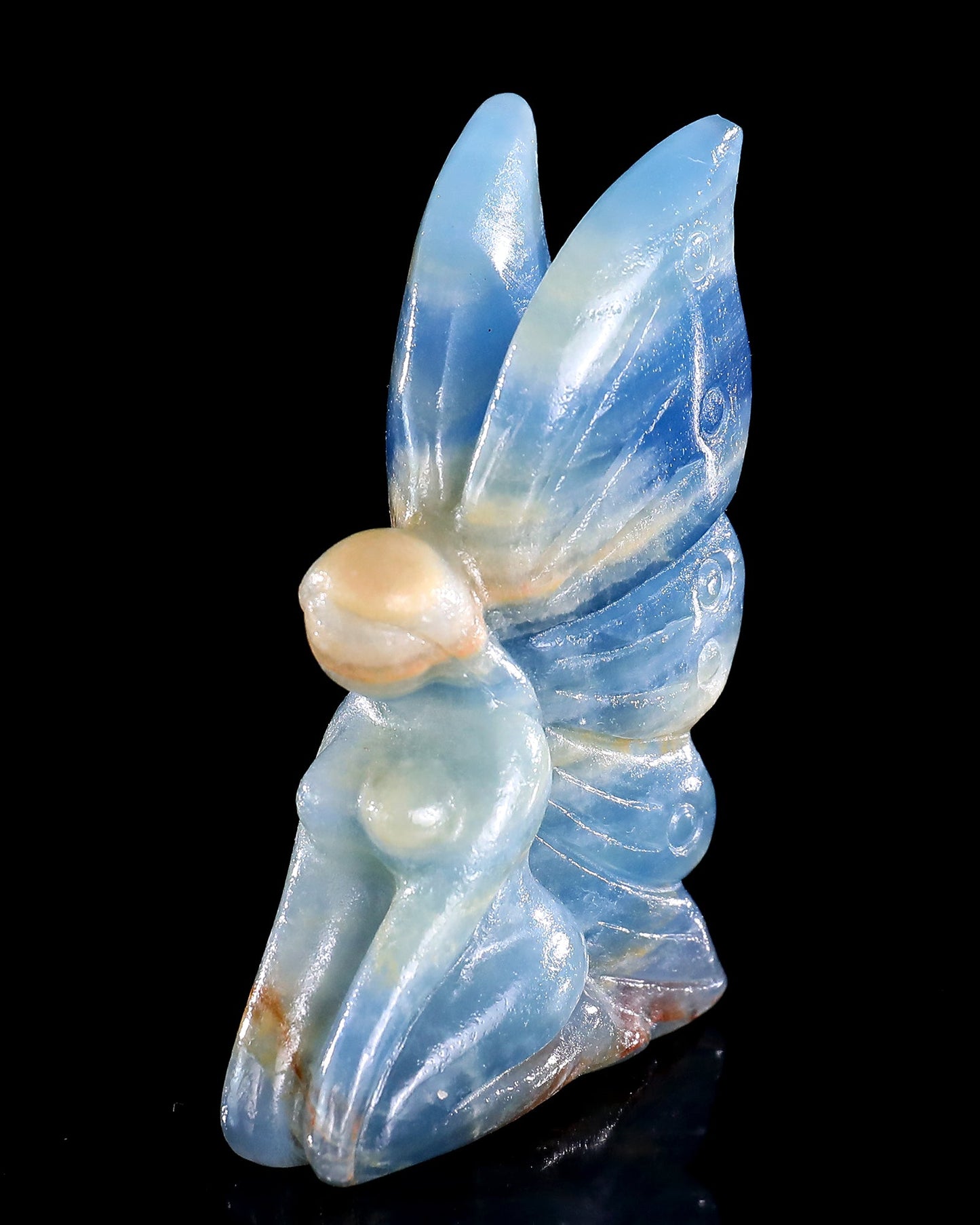 Nicedony 3" Blue Onyx Hand Carved Crystal Flower Faerie Sculpture - View 44