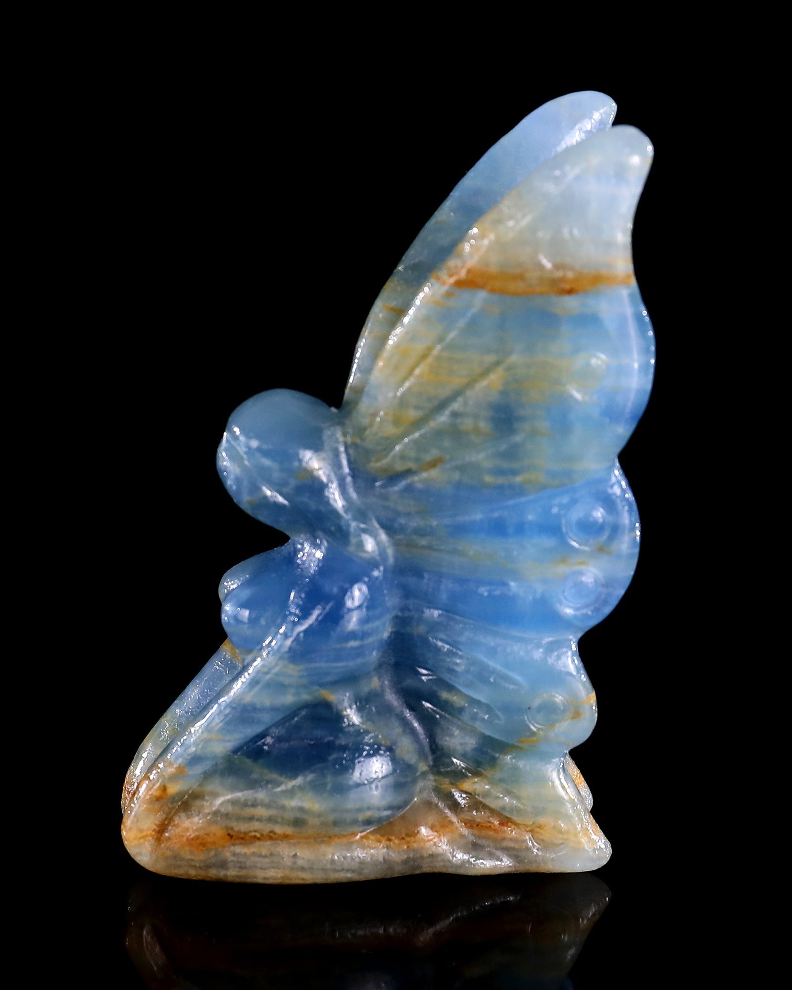 Nicedony 3" Blue Onyx Hand Carved Crystal Flower Faerie Sculpture - View 89