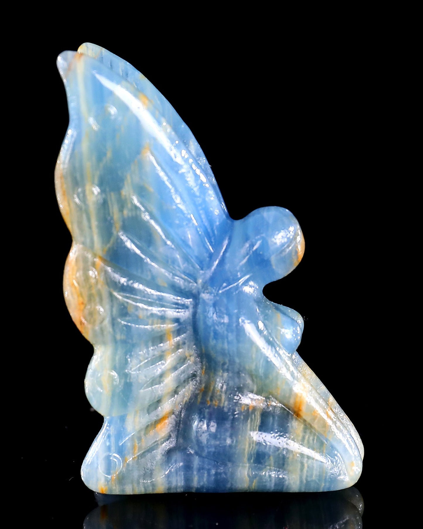 Nicedony 3" Blue Onyx Hand Carved Crystal Flower Faerie Sculpture - View 23