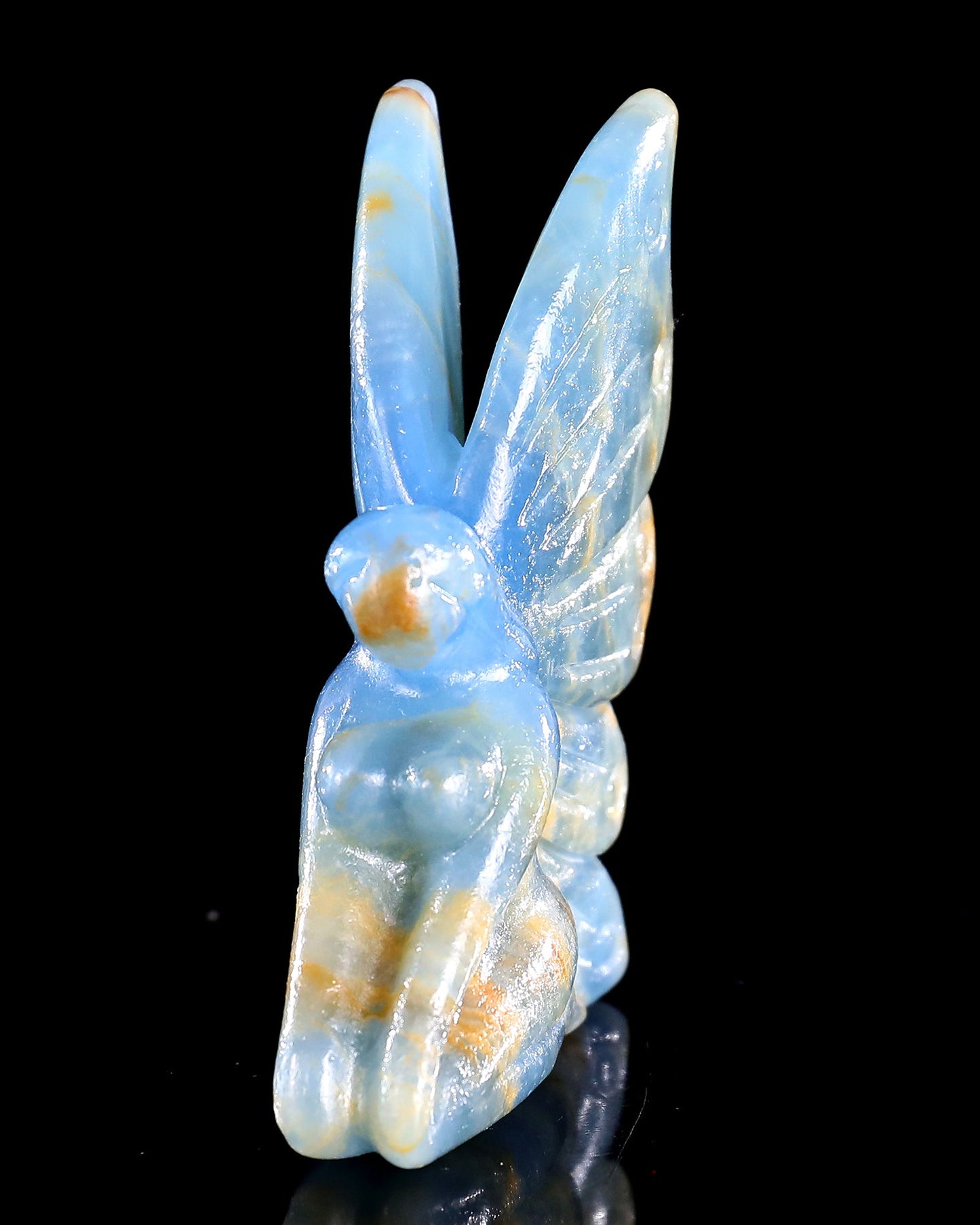 Nicedony 3" Blue Onyx Hand Carved Crystal Flower Faerie Sculpture - View 27