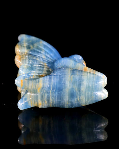 Nicedony 3" Blue Onyx Hand Carved Crystal Flower Faerie Sculpture - View 28