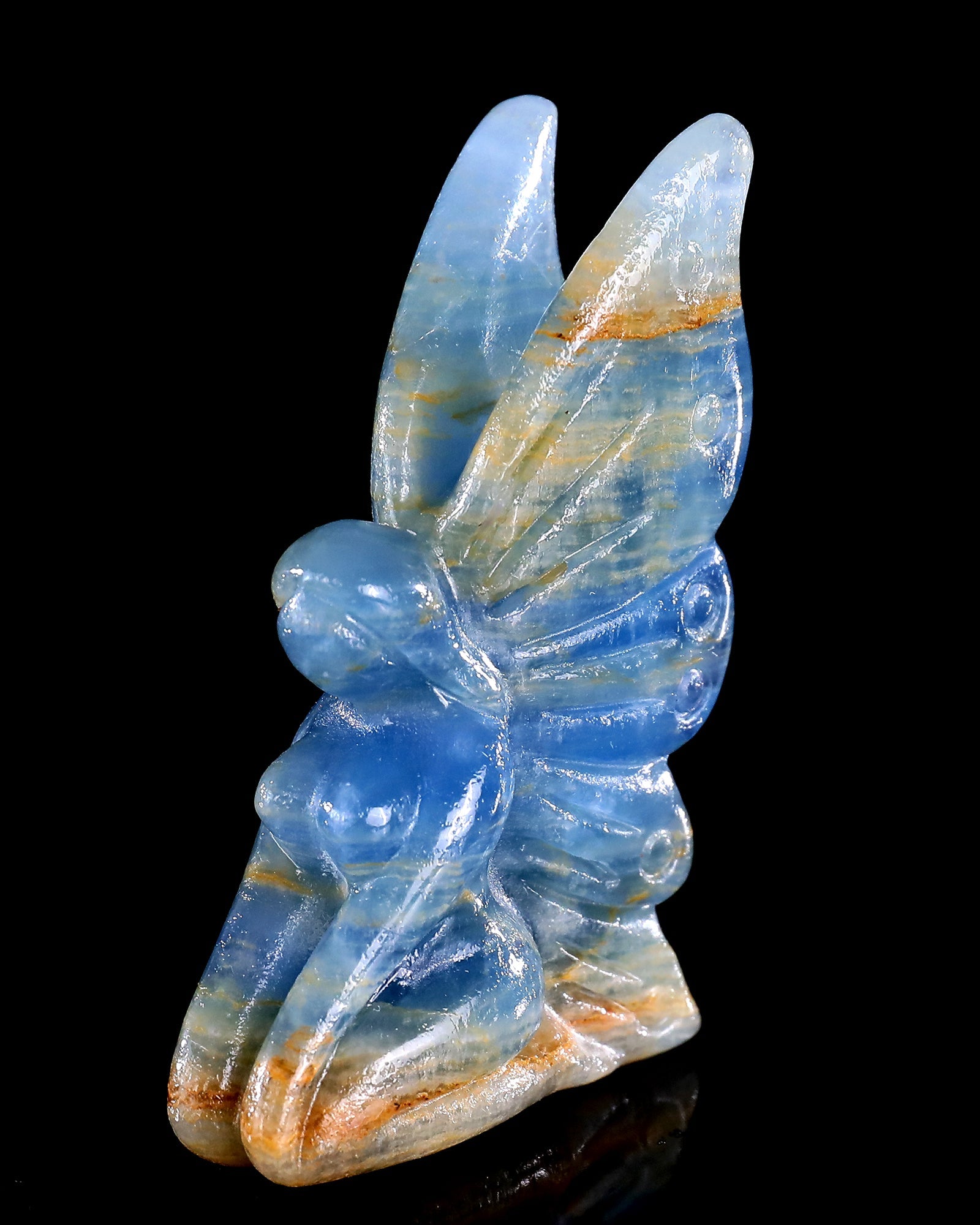 Nicedony 3" Blue Onyx Hand Carved Crystal Flower Faerie Sculpture - View 90