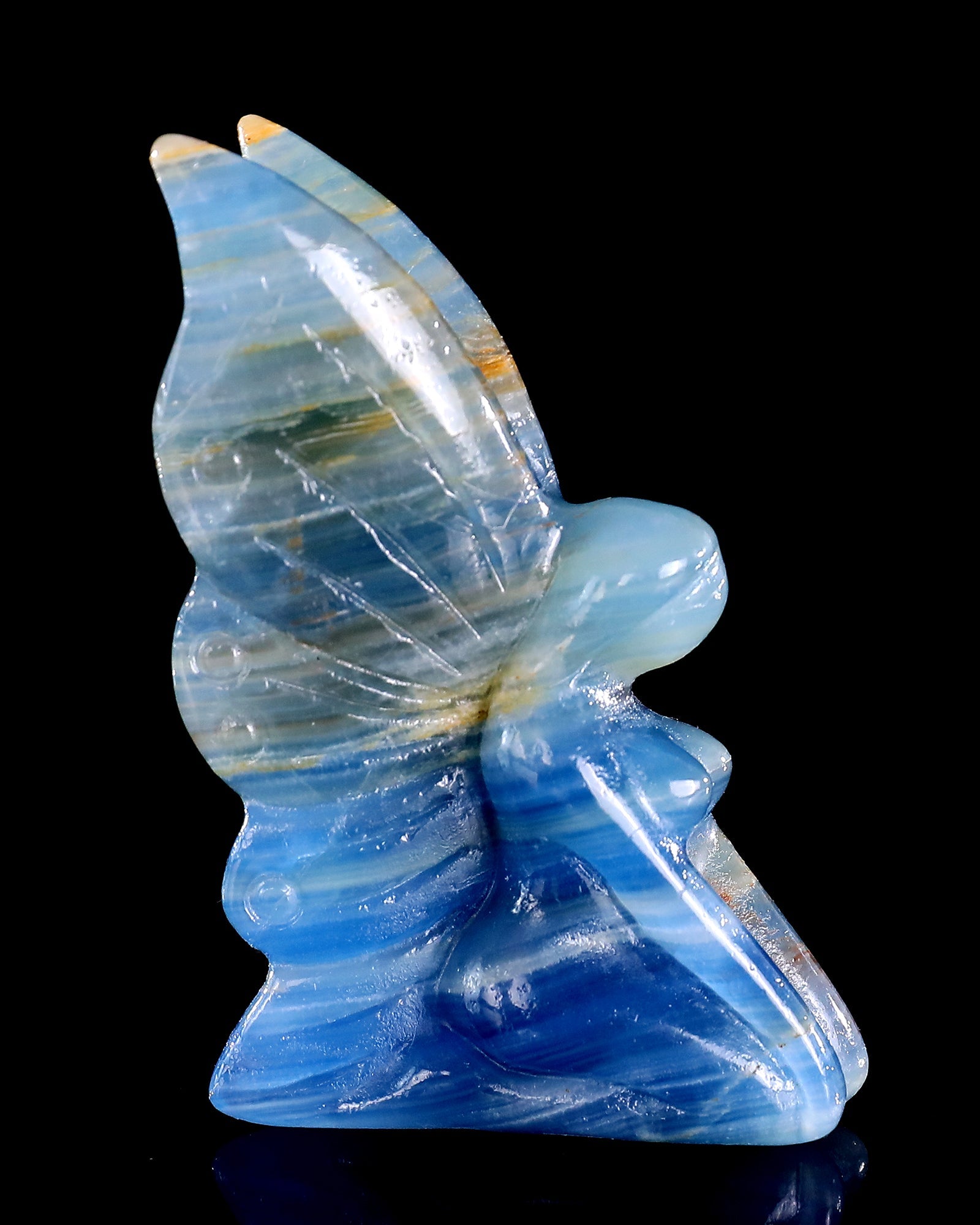 Nicedony 3" Blue Onyx Hand Carved Crystal Flower Faerie Sculpture - View 29