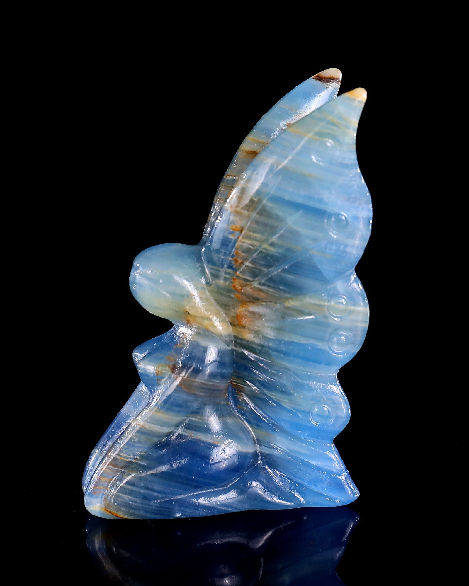 Nicedony 3" Blue Onyx Hand Carved Crystal Flower Faerie Sculpture - View 34