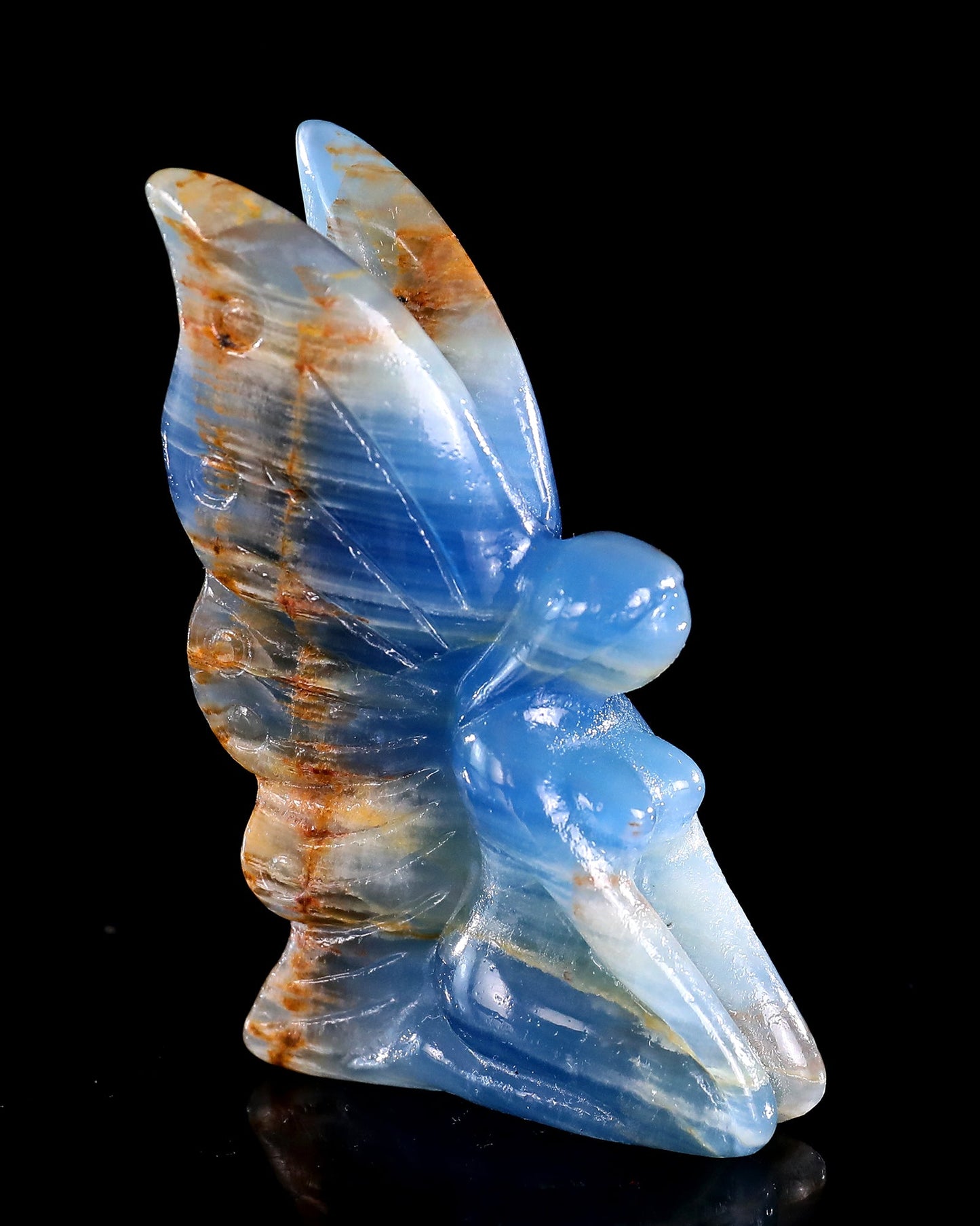 Nicedony 3" Blue Onyx Hand Carved Crystal Flower Faerie Sculpture - View 11