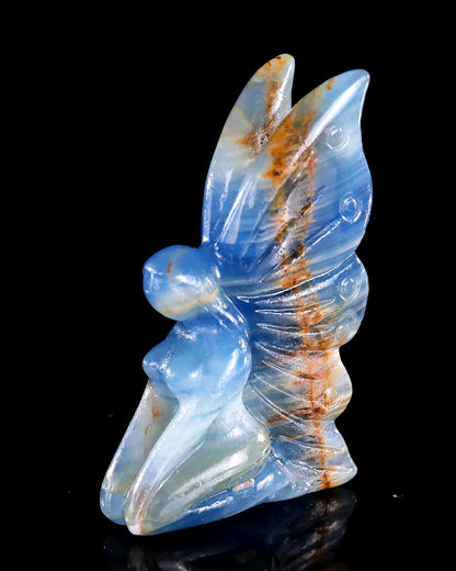 Nicedony 3" Blue Onyx Hand Carved Crystal Flower Faerie Sculpture - View 15