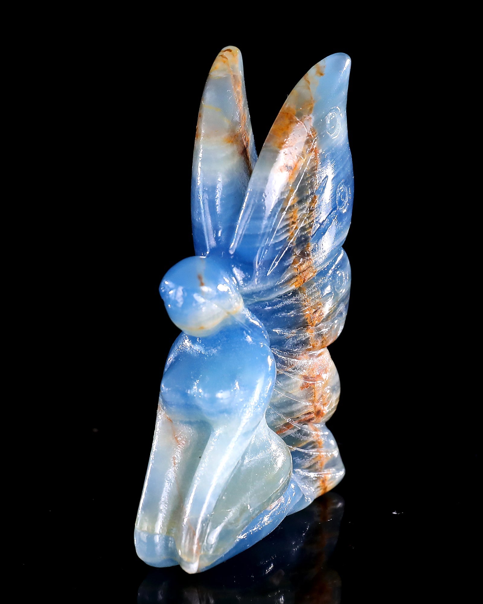 Nicedony 3" Blue Onyx Hand Carved Crystal Flower Faerie Sculpture - View 16
