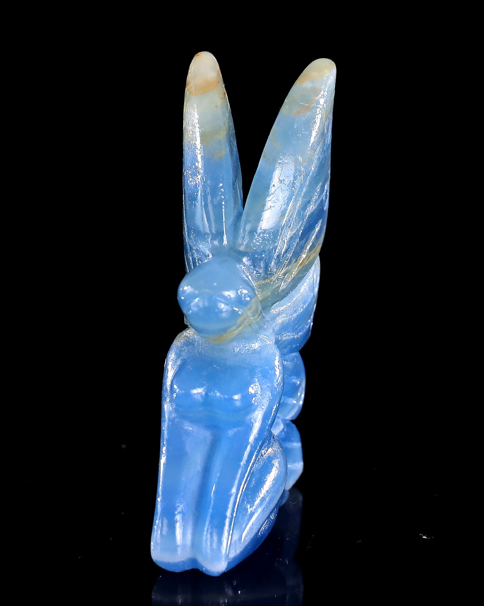 Nicedony 3" Blue Onyx Hand Carved Crystal Flower Faerie Sculpture - #3100913