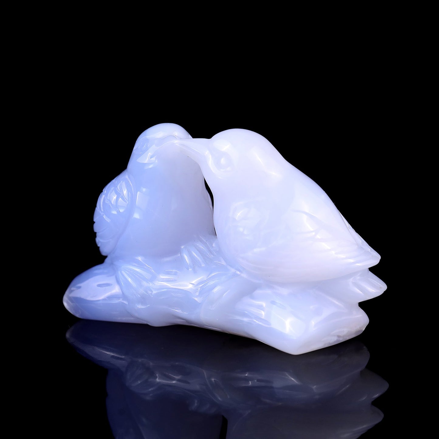 Nicedony 4.0" Blue Chalcedony Hand Carved Crystal Birds Sculpture - View 7