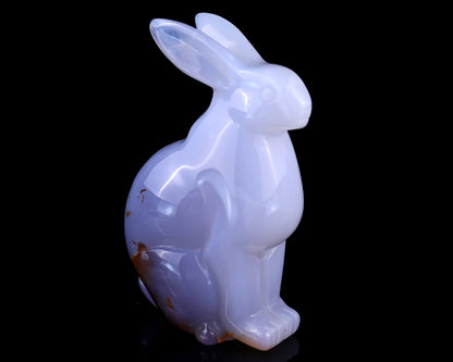 Nicedony 4.0" Blue Chalcedony Hand Carved Crystal Rabbit Sculpture - View 2