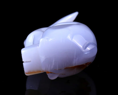 Nicedony 4.0" Blue Chalcedony Hand Carved Crystal Rabbit Sculpture - View 6