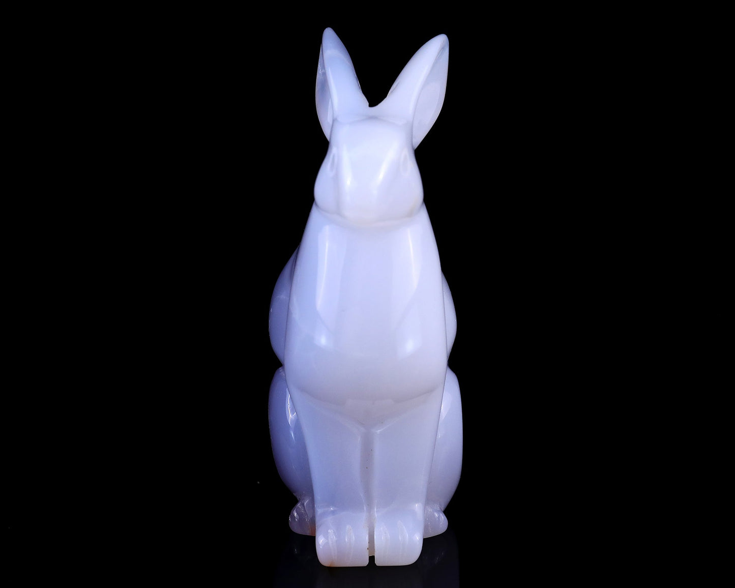 Nicedony 4.0" Blue Chalcedony Hand Carved Crystal Rabbit Sculpture - View 3