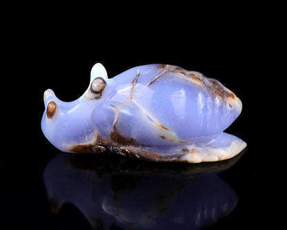 Nicedony 4.0" Blue Chalcedony Hand Carved Crystal Snail Sculpture - View 7