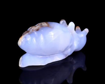 Nicedony 4.0" Blue Chalcedony Hand Carved Crystal Snail Sculpture - View 4