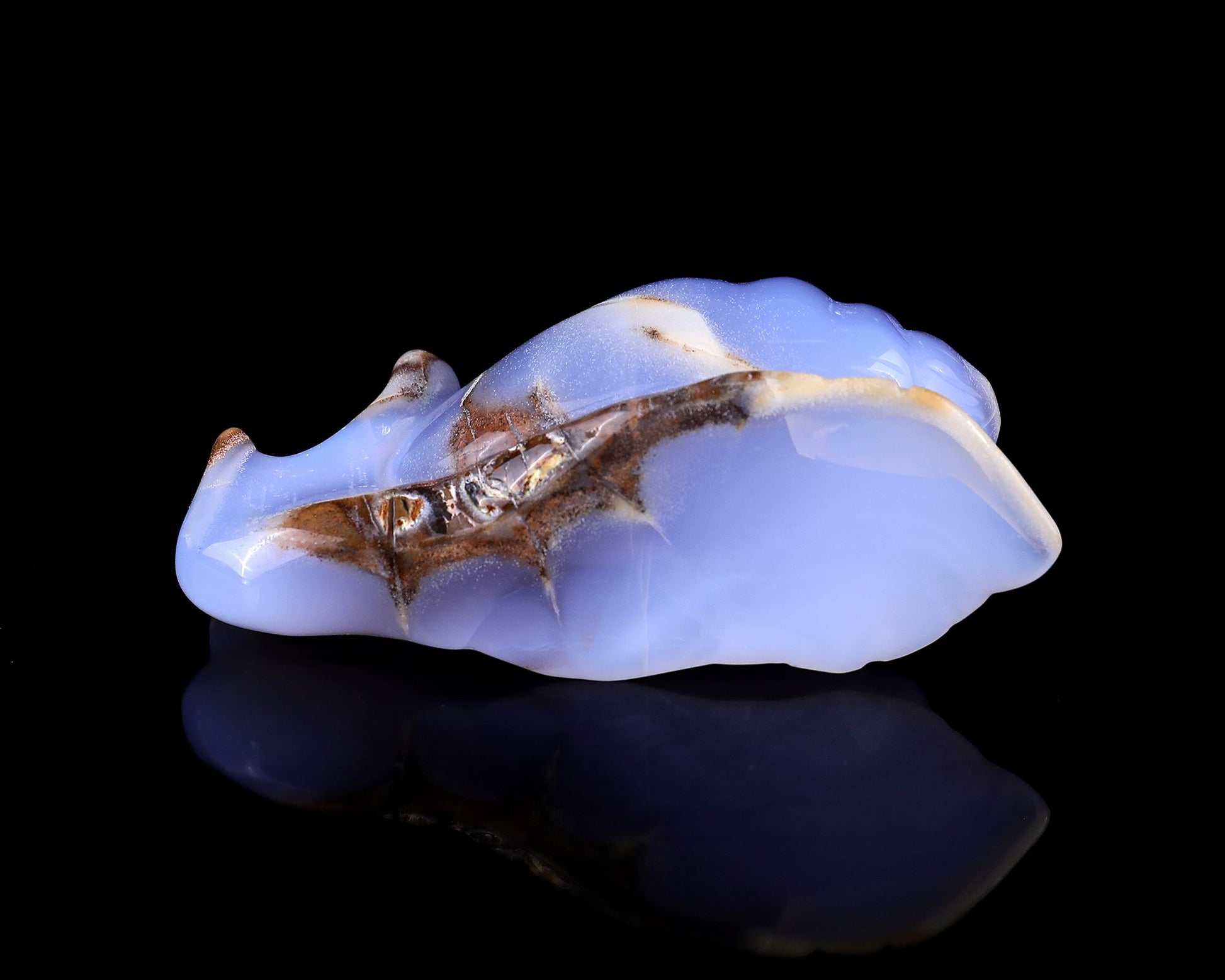 Nicedony 4.0" Blue Chalcedony Hand Carved Crystal Snail Sculpture - View 8