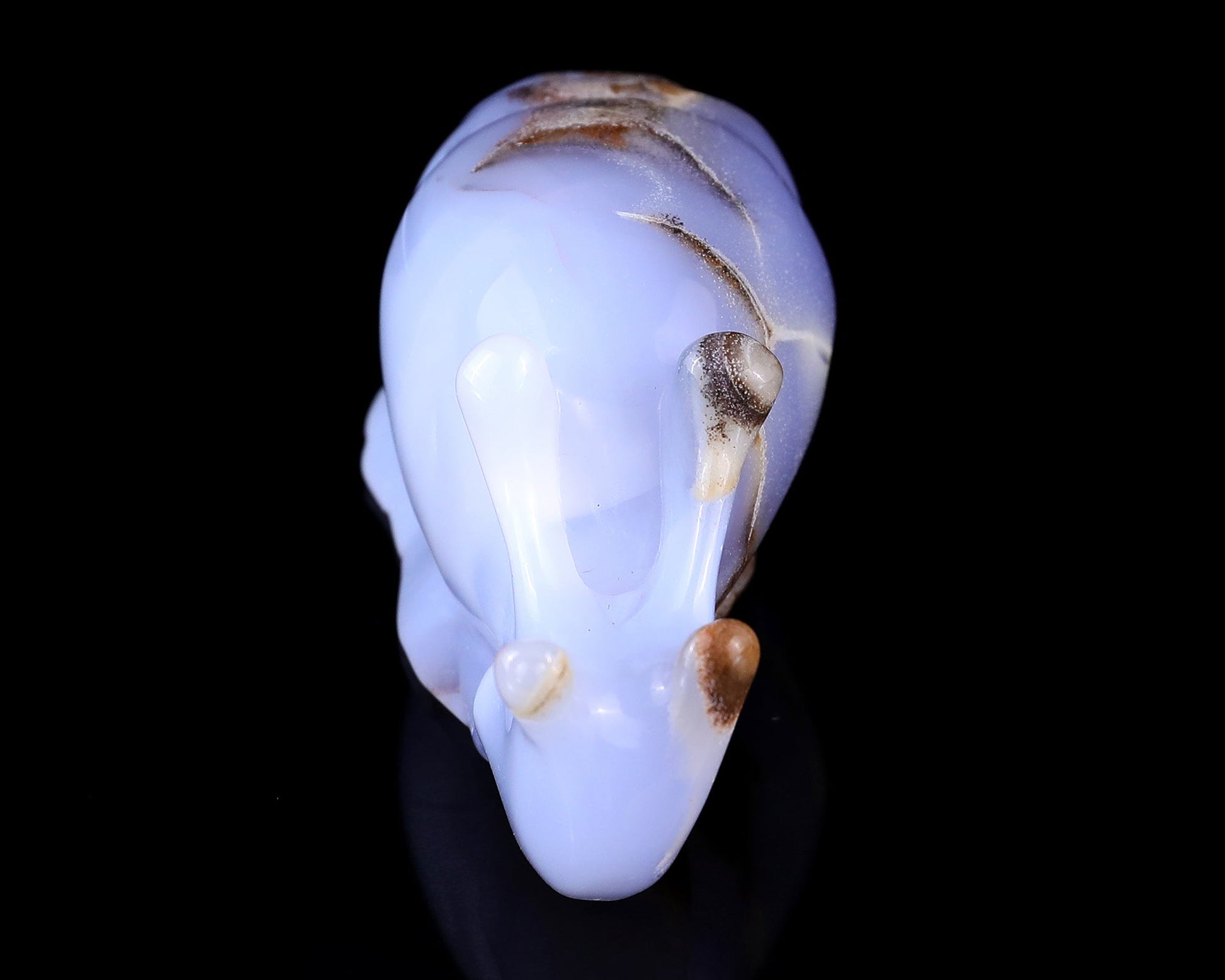 Nicedony 4.0" Blue Chalcedony Hand Carved Crystal Snail Sculpture - View 2