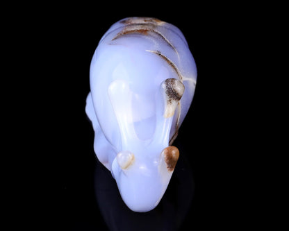 Nicedony 4.0" Blue Chalcedony Hand Carved Crystal Snail Sculpture - View 2