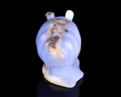 Nicedony 4.0" Blue Chalcedony Hand Carved Crystal Snail Sculpture - View 5