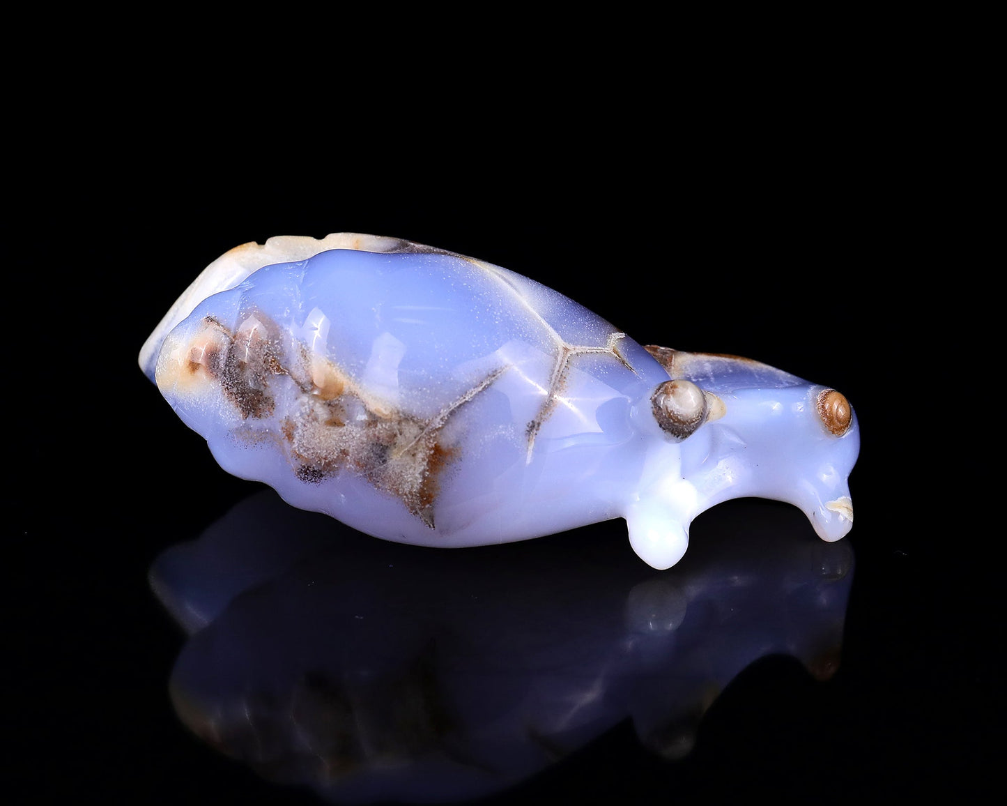 Nicedony 4.0" Blue Chalcedony Hand Carved Crystal Snail Sculpture - View 9