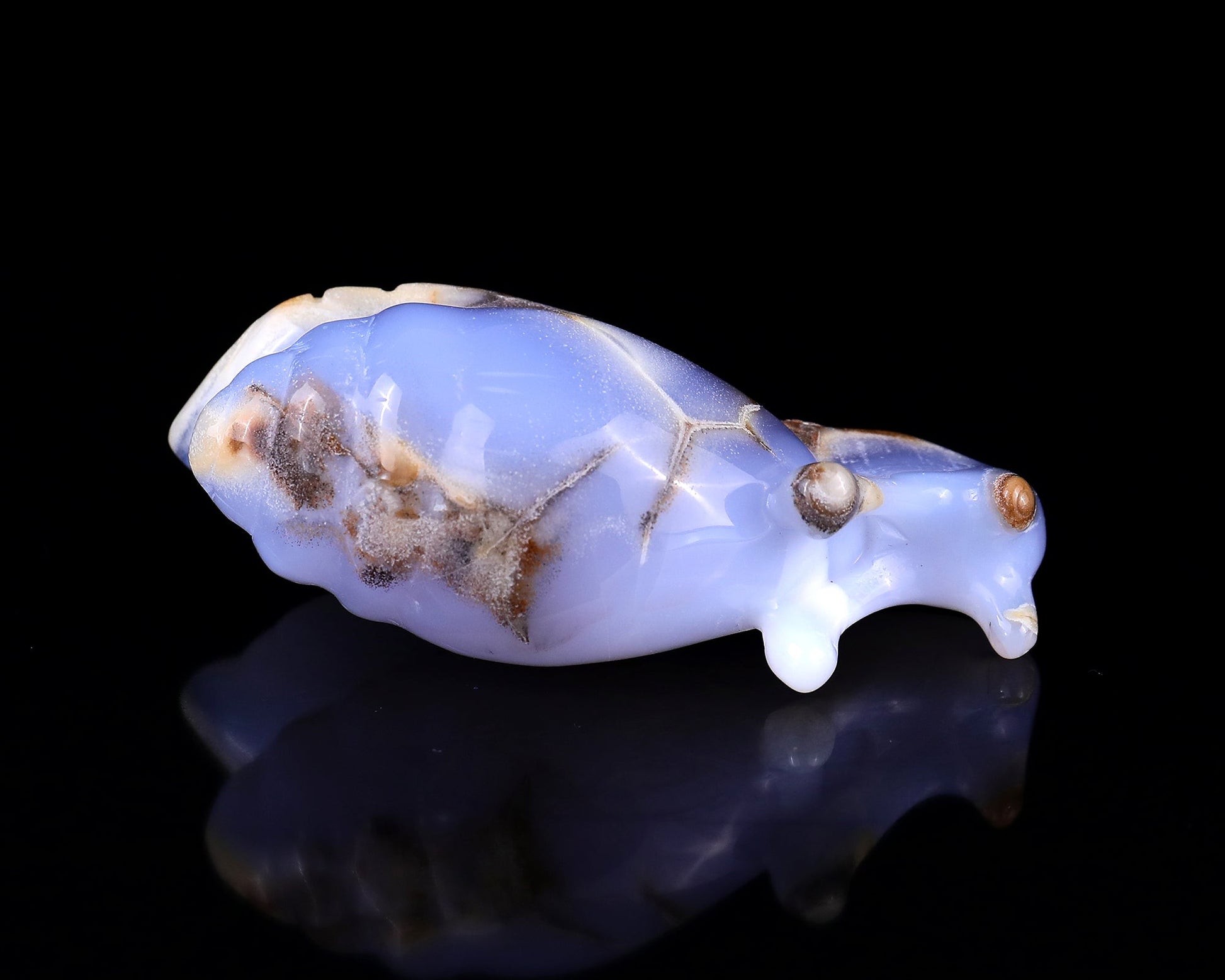Nicedony 4.0" Blue Chalcedony Hand Carved Crystal Snail Sculpture - View 9