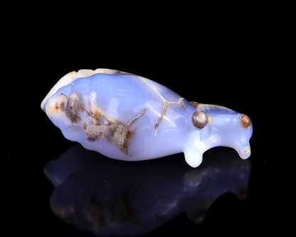 Nicedony 4.0" Blue Chalcedony Hand Carved Crystal Snail Sculpture - View 9