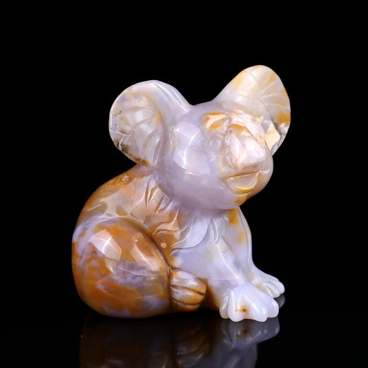 Nicedony 4.0" Chalcedony Hand Carved Crystal Koala Sculpture