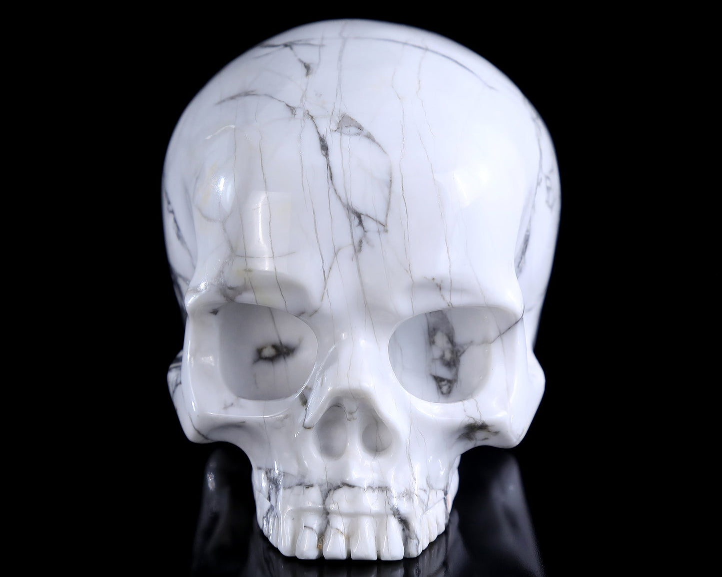 Nicedony 4.0" Howlite Hand Carved Crystal Skull Sculpture - View 11