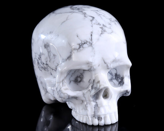 Nicedony 4.0" Howlite Hand Carved Crystal Skull Sculpture - #3100386