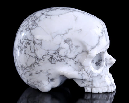 Nicedony 4.0" Howlite Hand Carved Crystal Skull Sculpture - View 4
