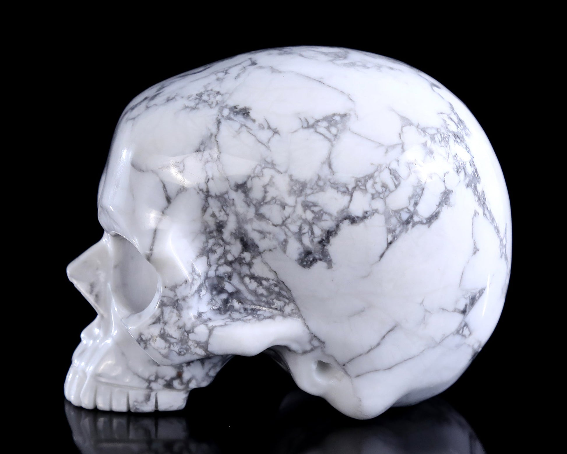 Nicedony 4.0" Howlite Hand Carved Crystal Skull Sculpture - View 6