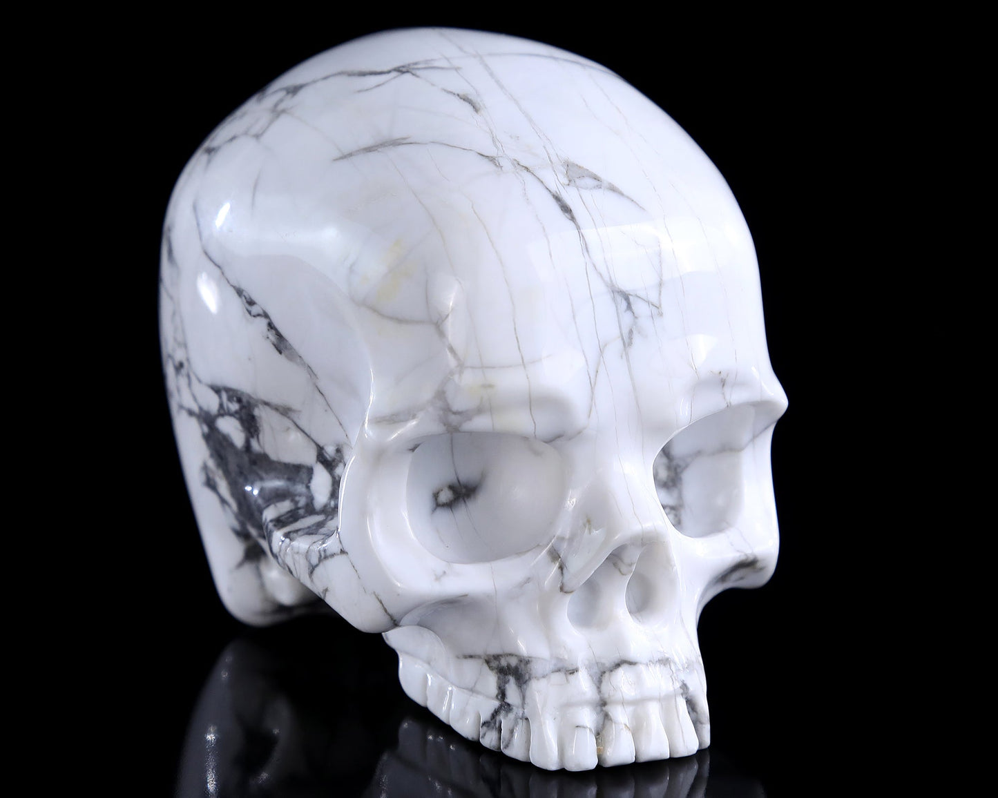 Nicedony 4.0" Howlite Hand Carved Crystal Skull Sculpture - View 10