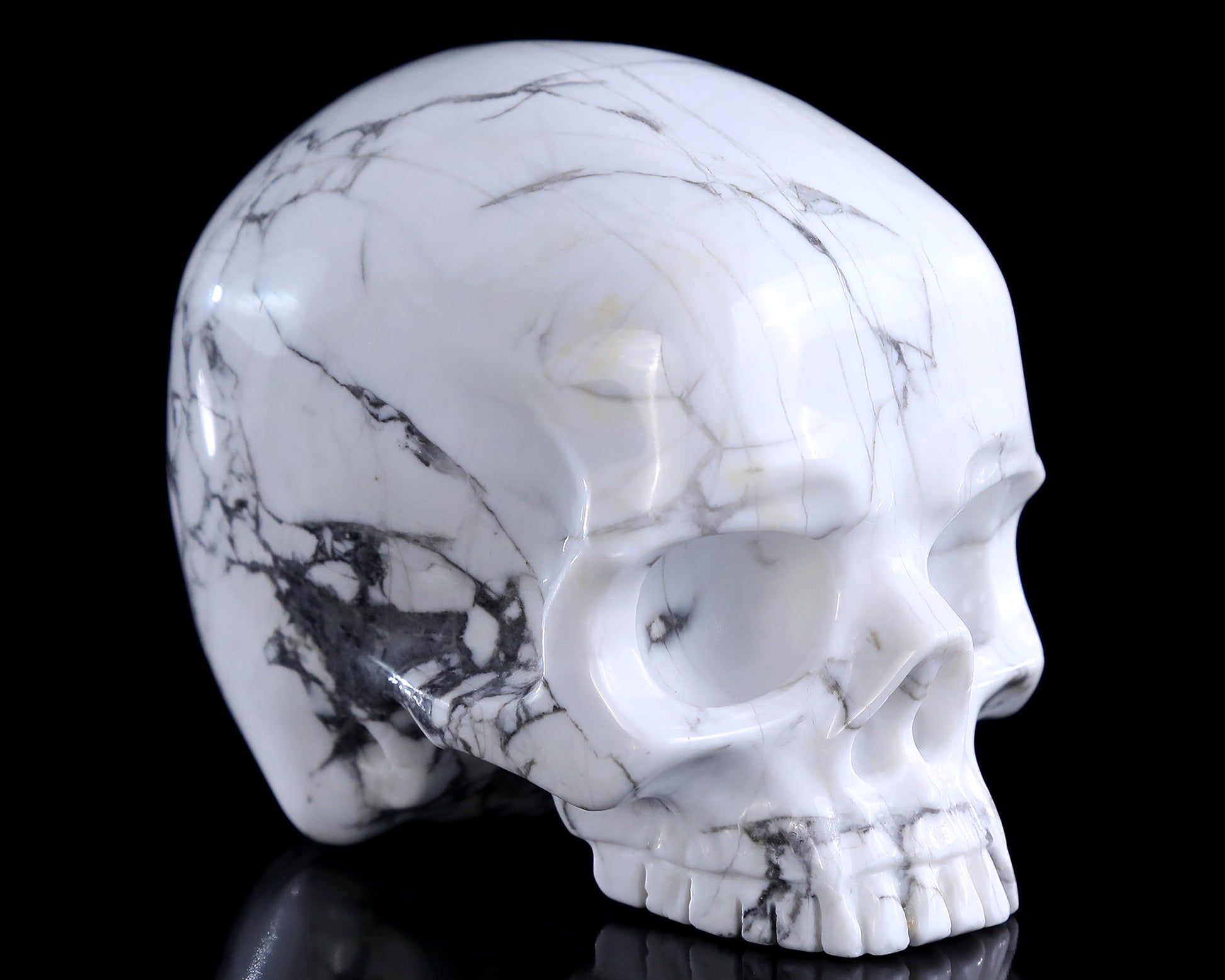 Nicedony 4.0" Howlite Hand Carved Crystal Skull Sculpture - View 12