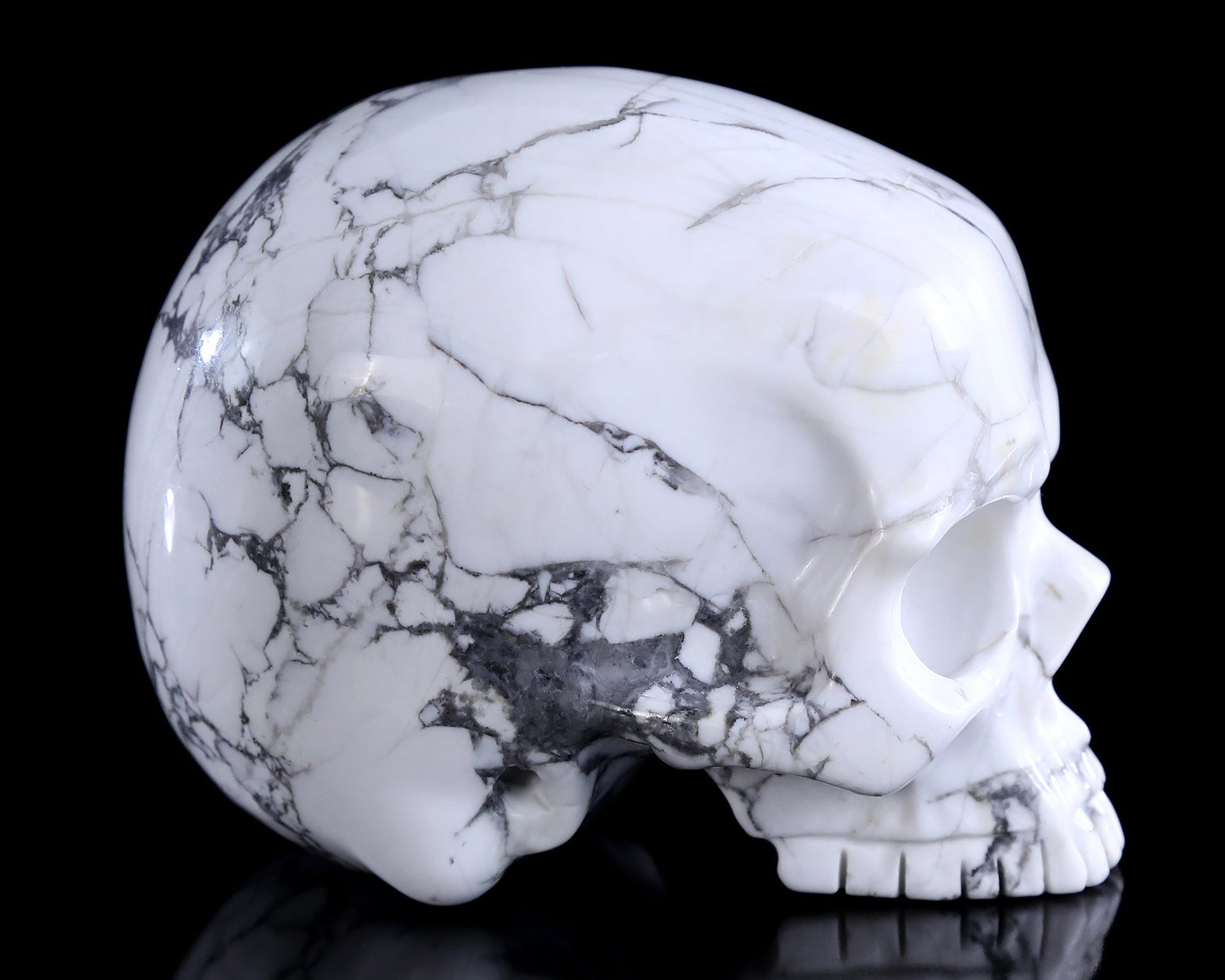 Nicedony 4.0" Howlite Hand Carved Crystal Skull Sculpture - View 13