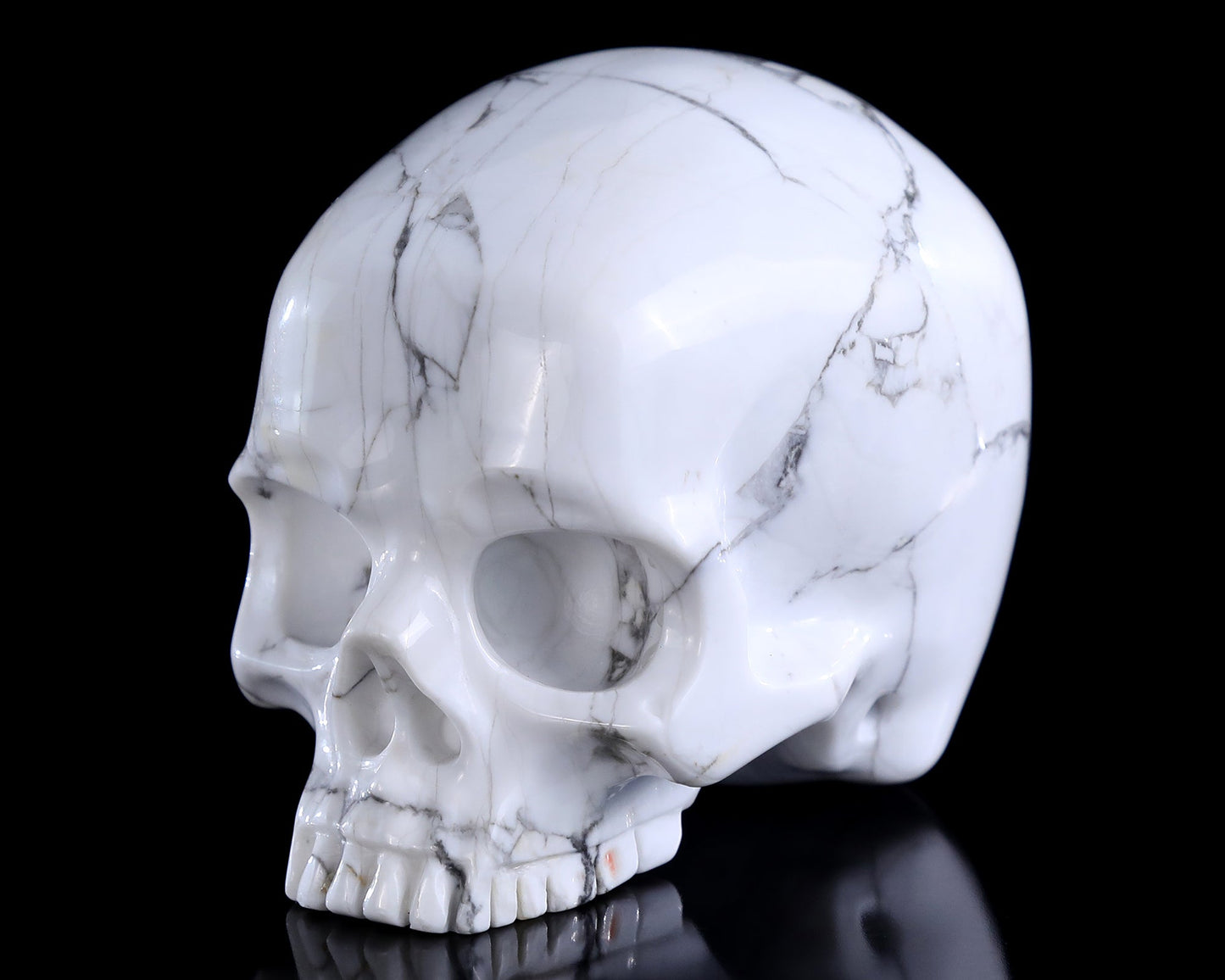Nicedony 4.0" Howlite Hand Carved Crystal Skull Sculpture - View 16