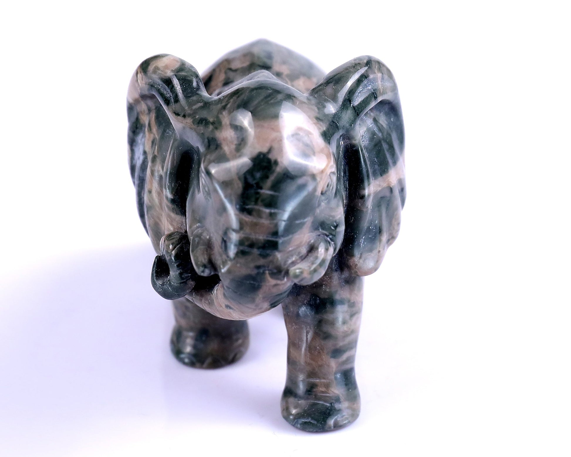 Nicedony 4.0" Jiulong Jade Hand Carved Crystal Elephant Sculpture - View 2