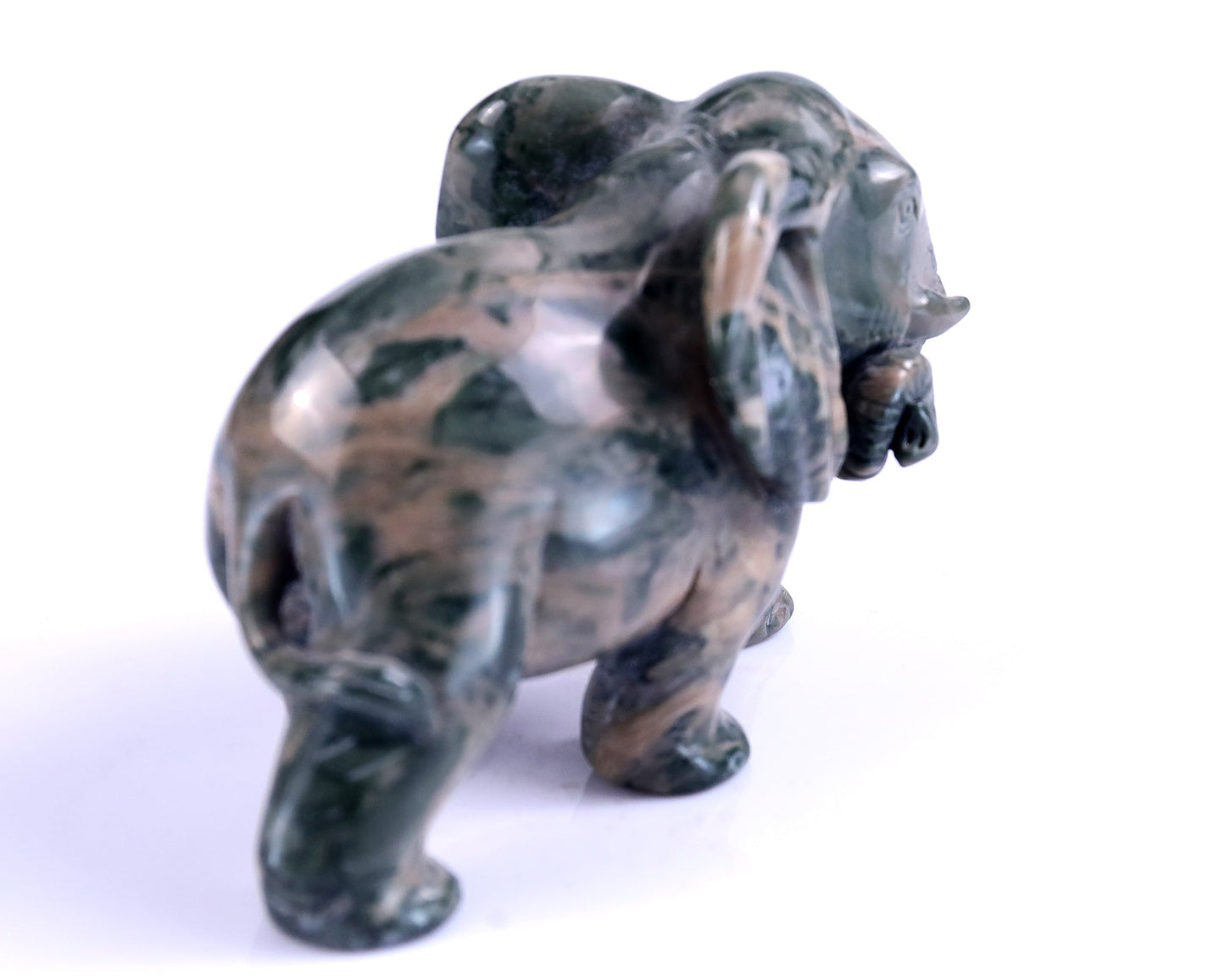 Nicedony 4.0" Jiulong Jade Hand Carved Crystal Elephant Sculpture - View 4