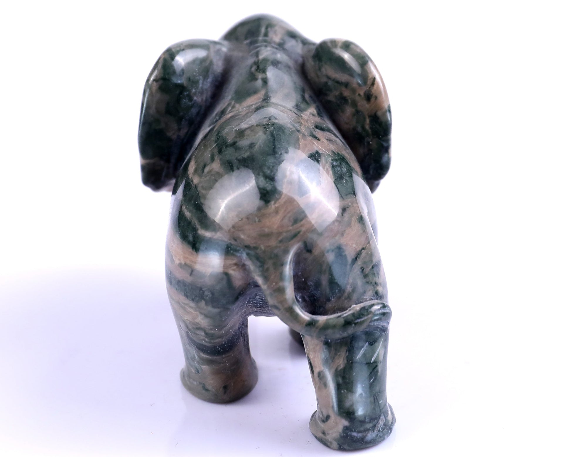 Nicedony 4.0" Jiulong Jade Hand Carved Crystal Elephant Sculpture - View 5