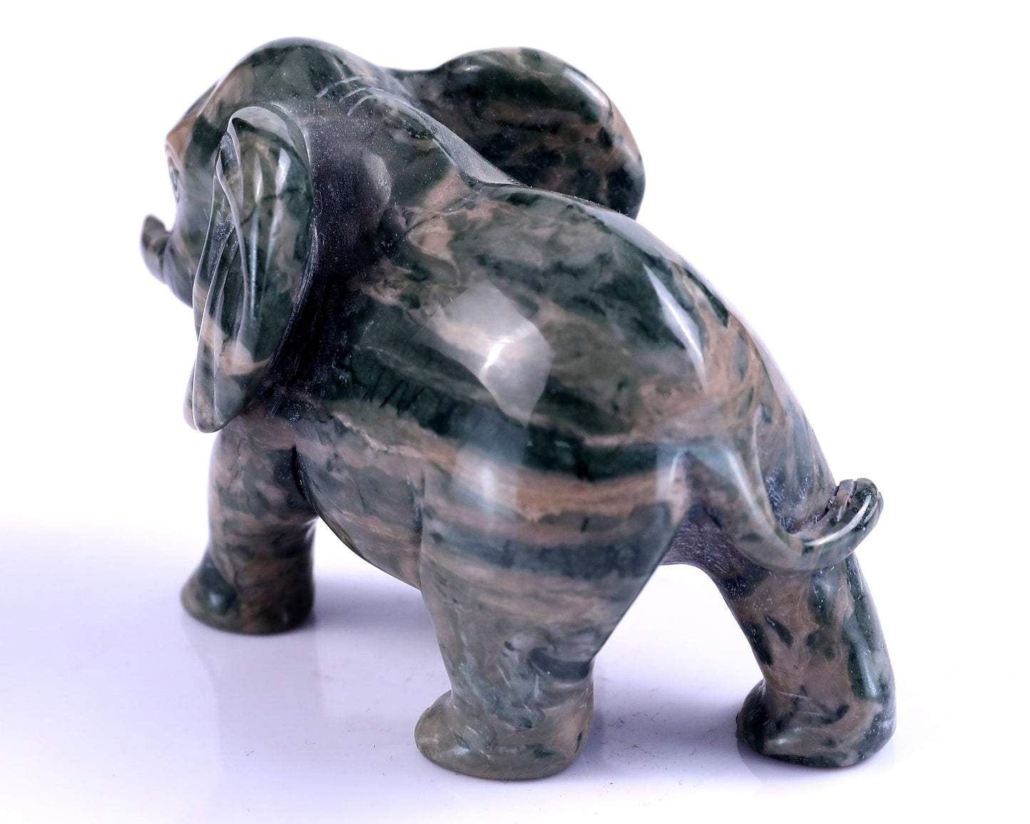 Nicedony 4.0" Jiulong Jade Hand Carved Crystal Elephant Sculpture - View 6