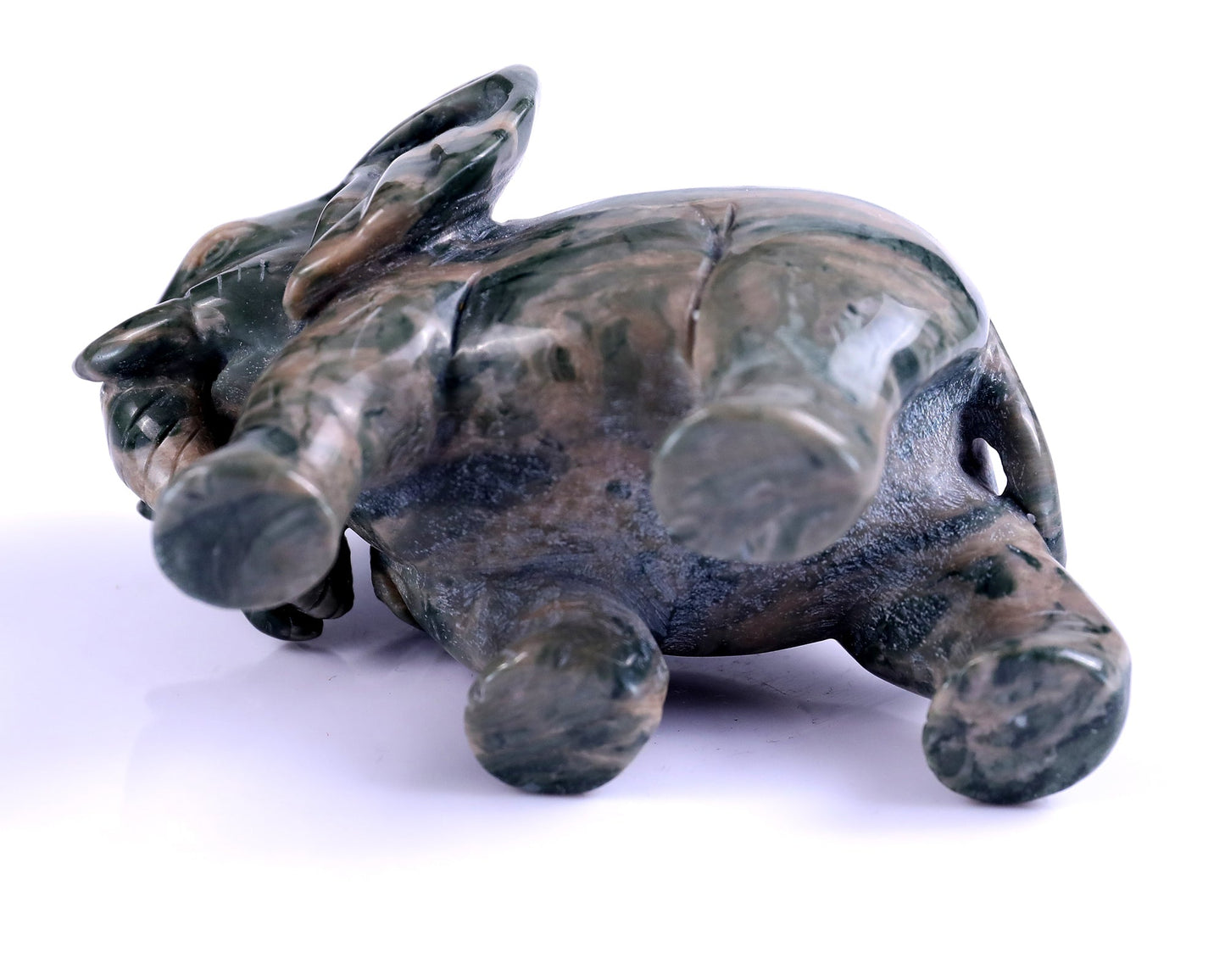 Nicedony 4.0" Jiulong Jade Hand Carved Crystal Elephant Sculpture - View 8