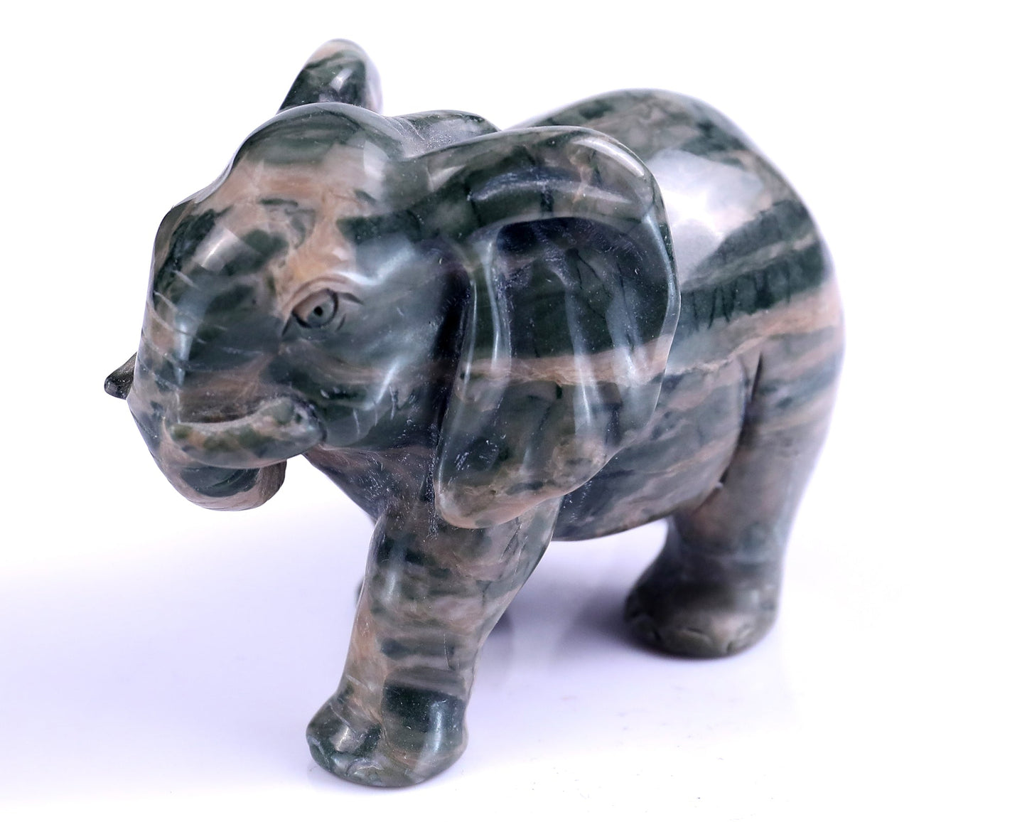 Nicedony 4.0" Jiulong Jade Hand Carved Crystal Elephant Sculpture - View 9