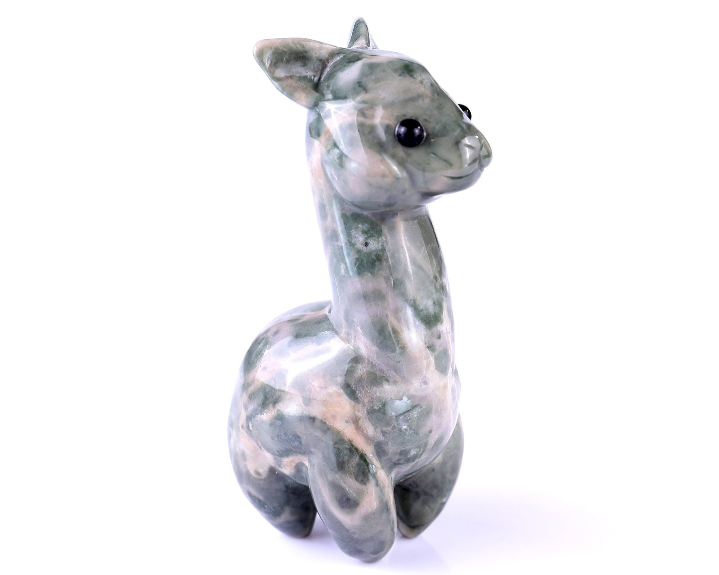 Nicedony 4.0" New Jade Hand Carved Crystal Alpaca Sculpture - #4100171