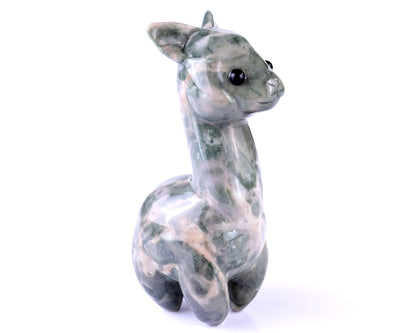 Nicedony 4.0" New Jade Hand Carved Crystal Alpaca Sculpture - #4100171