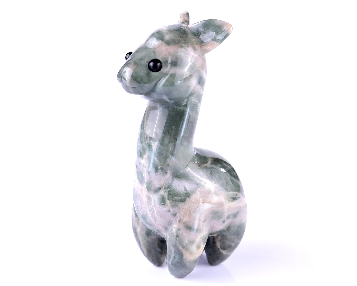 Nicedony 4.0" New Jade Hand Carved Crystal Alpaca Sculpture - #4100168