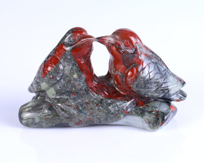Nicedony 4.1" African Blood Stone Hand Carved Crystal Birds Sculpture - View 10