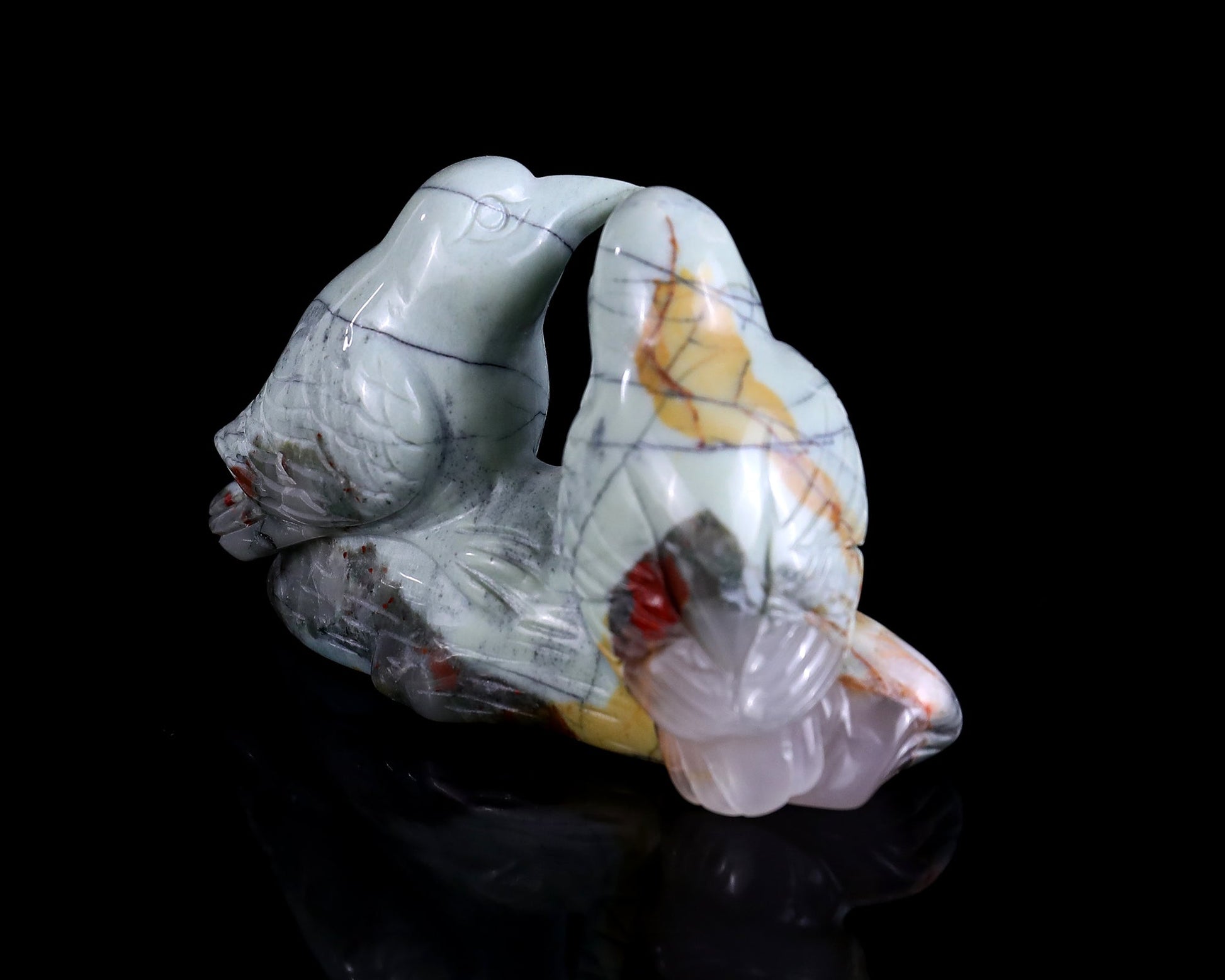 Nicedony 4.1" African Blood Stone Hand Carved Crystal Birds Sculpture - View 4